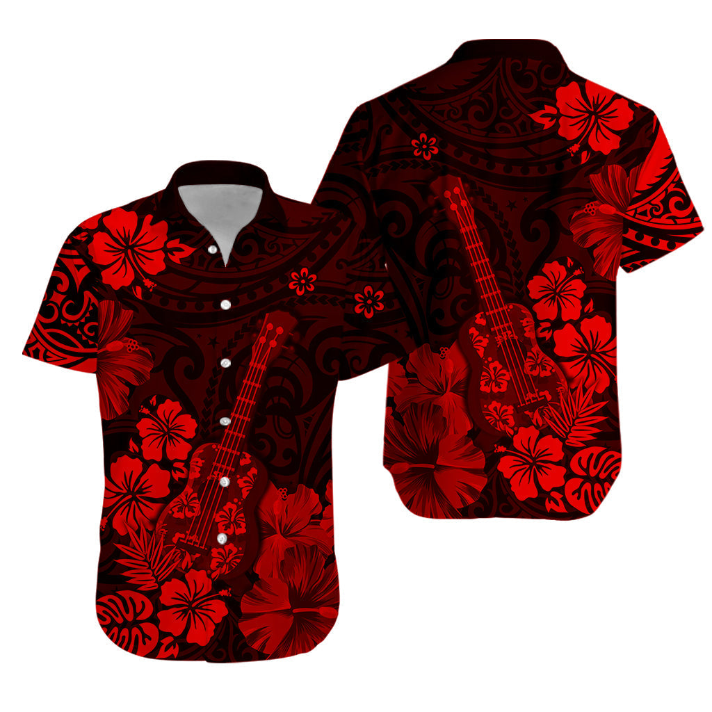 Hawaii Matching Hawaiian Shirt And Dress Polynesia Red Ukulele Flowers LT13 - Wonder Print Shop