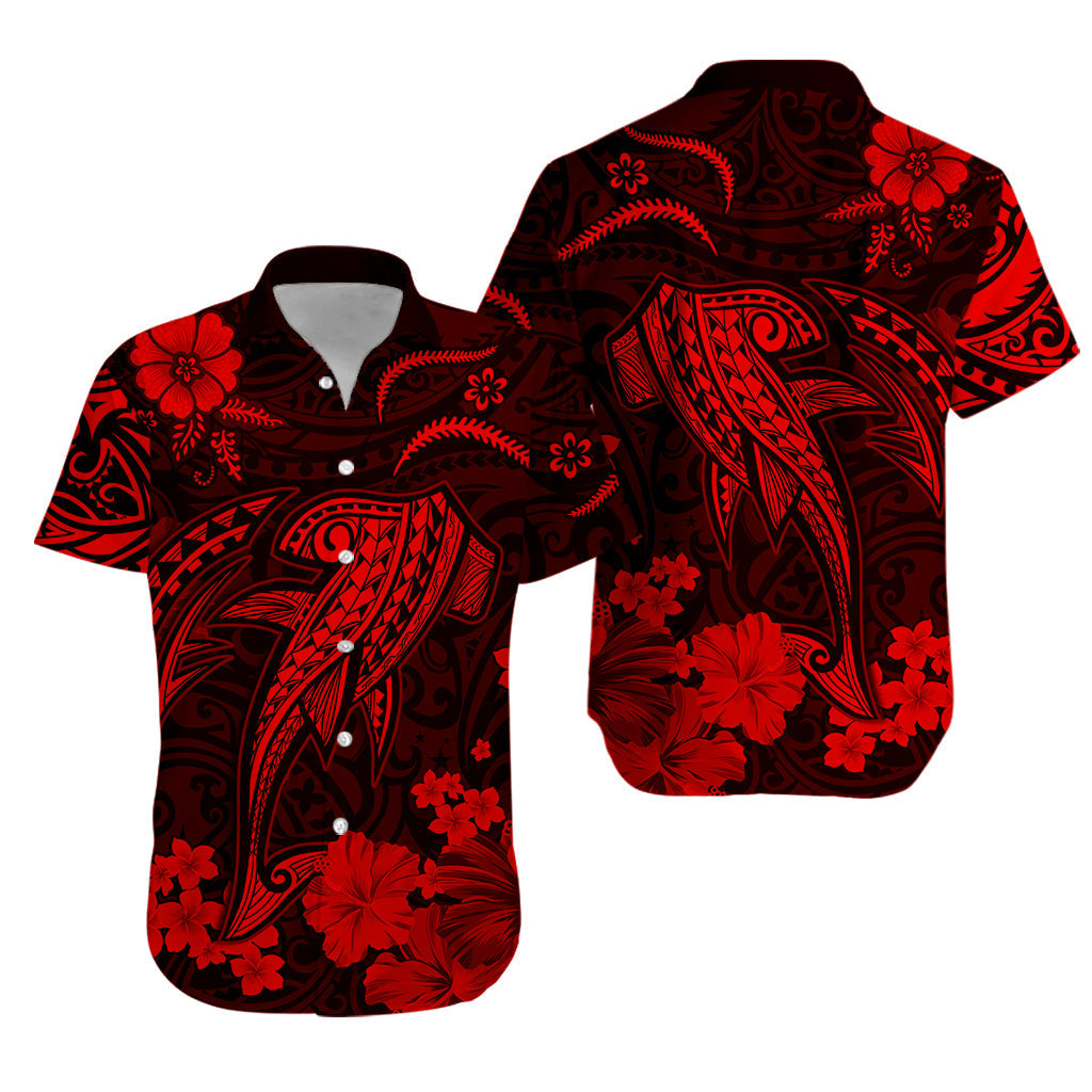 Hawaii Matching Hawaiian Shirt And Dress Polynesia Red Shark LT13 - Wonder Print Shop