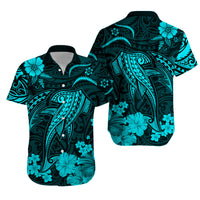 Hawaii Matching Hawaiian Shirt And Dress Polynesia Turquoise Shark LT13 - Wonder Print Shop