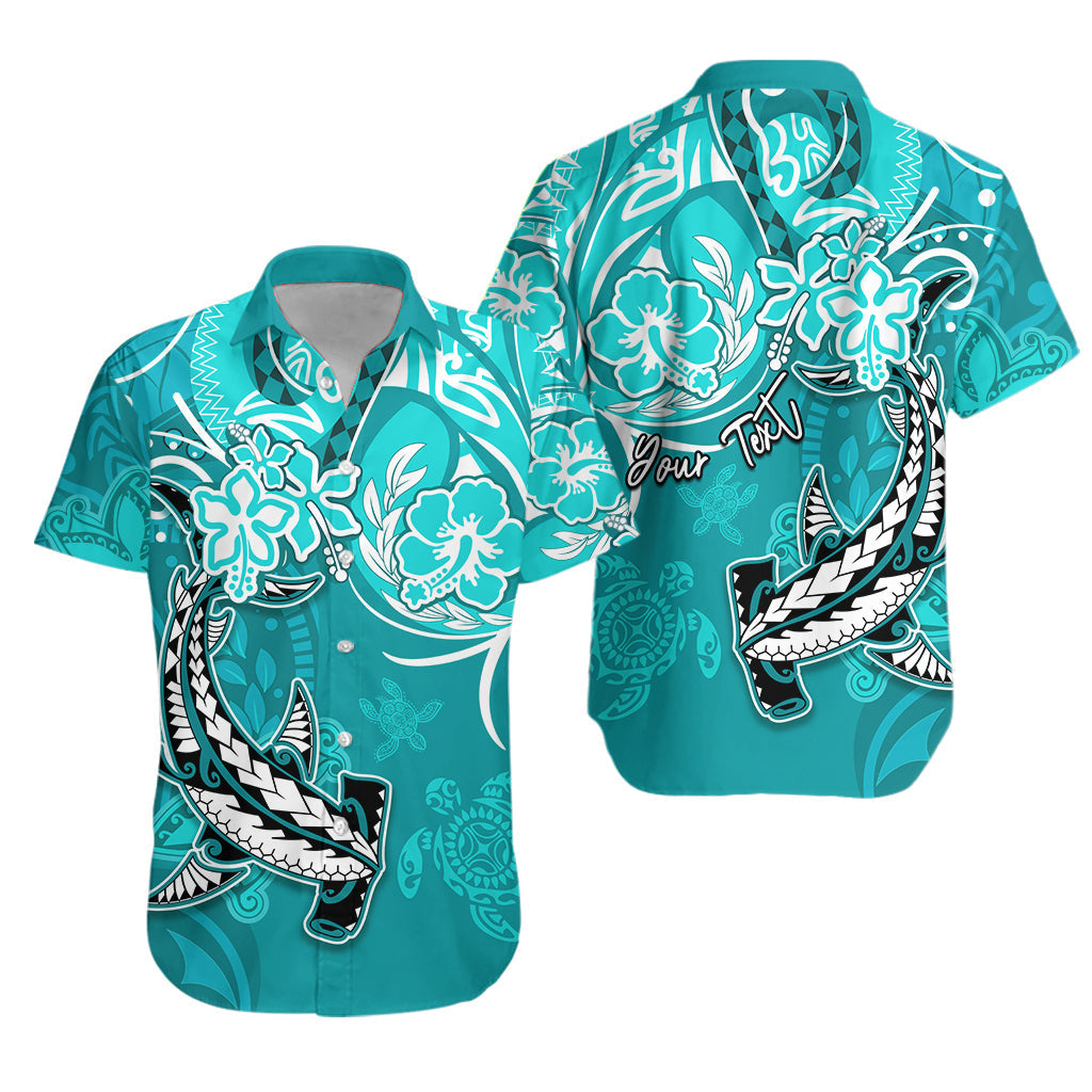 Personalised Hawaii Matching Hawaiian Shirt And Dress Polynesia Turquoise Sea Turtle Honu and Hammerhead Shark LT13 - Wonder Print Shop