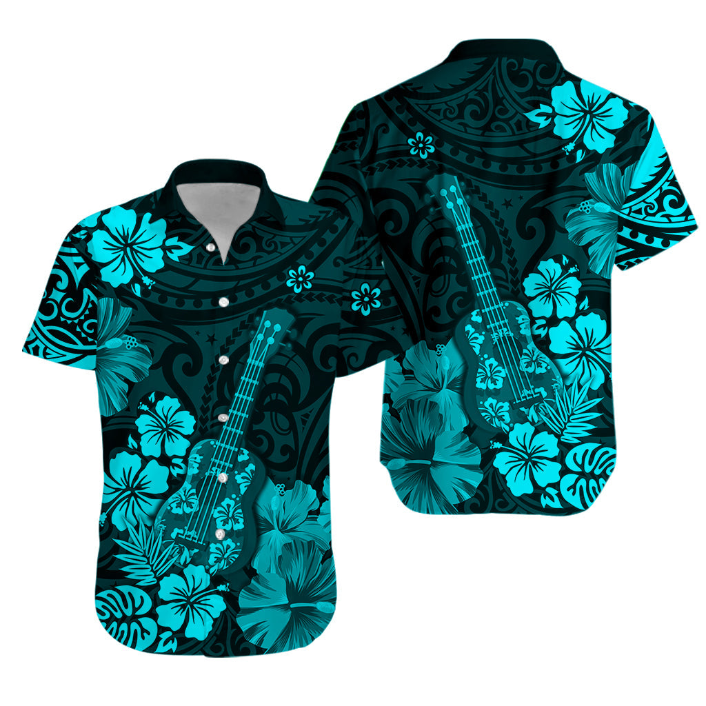 Hawaii Hawaiian Shirt Polynesia Turquoise Ukulele Flowers LT13 - Wonder Print Shop
