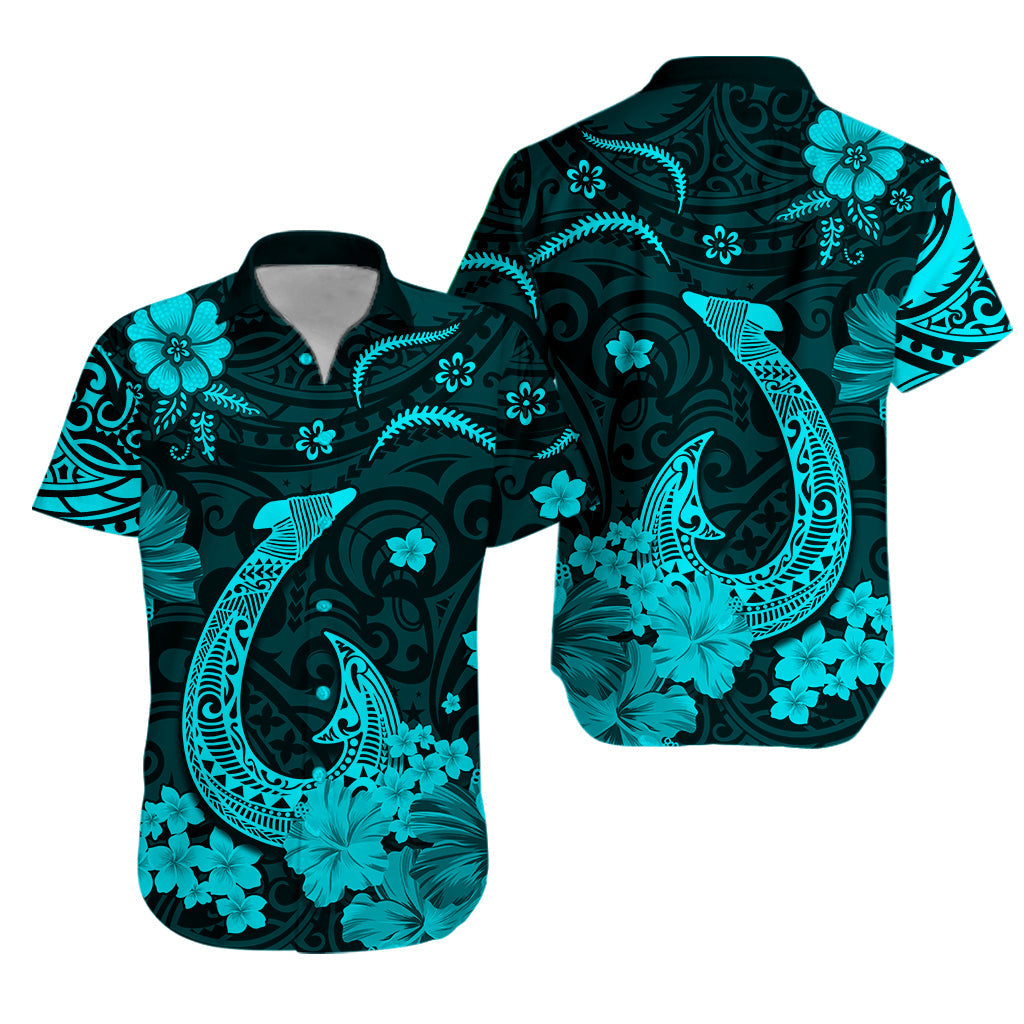 Hawaii Matching Hawaiian Shirt And Dress Polynesia Turquoise Fish Hook LT13 - Wonder Print Shop