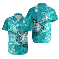 Personalised Hawaii Matching Hawaiian Shirt And Dress Polynesia Turquoise Sea Turtle Honu and Hibiscus LT13 - Wonder Print Shop