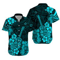 Hawaii Matching Hawaiian Shirt And Dress Polynesia Turquoise Ukulele Flowers LT13 - Wonder Print Shop