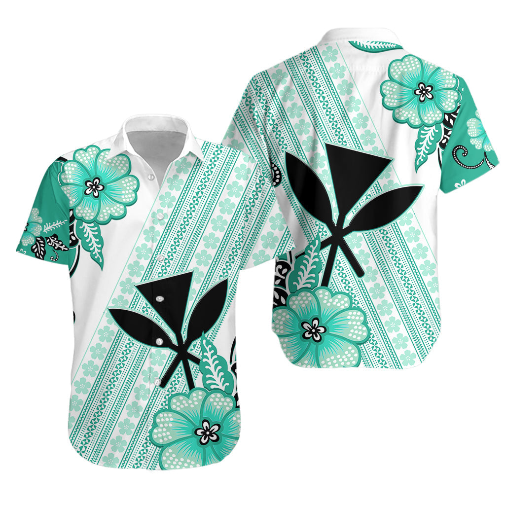 Hawaii Hawaiian Shirt Kakau Tribal Turquoise Batik Floral Ver.02 LT13 - Wonder Print Shop