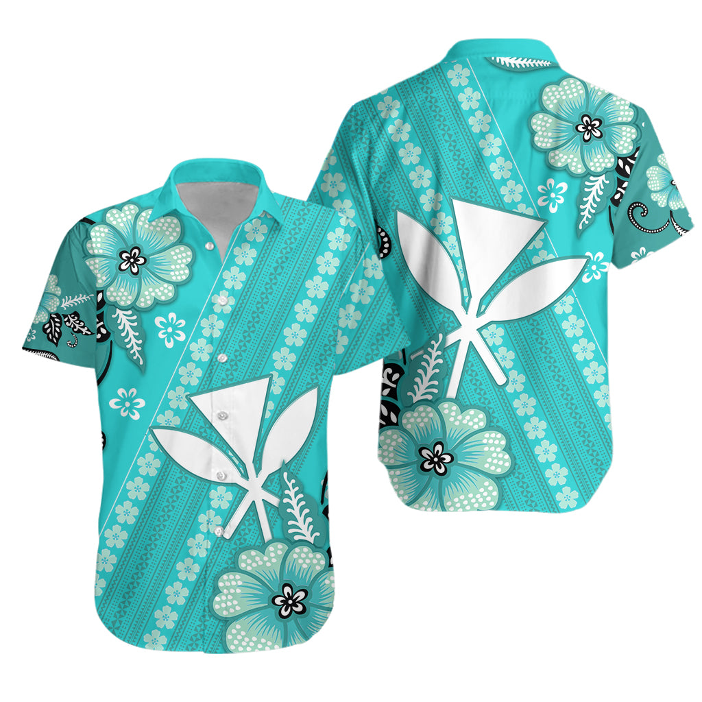 Hawaii Hawaiian Shirt Kakau Tribal Turquoise Batik Floral Ver.01 LT13 - Wonder Print Shop