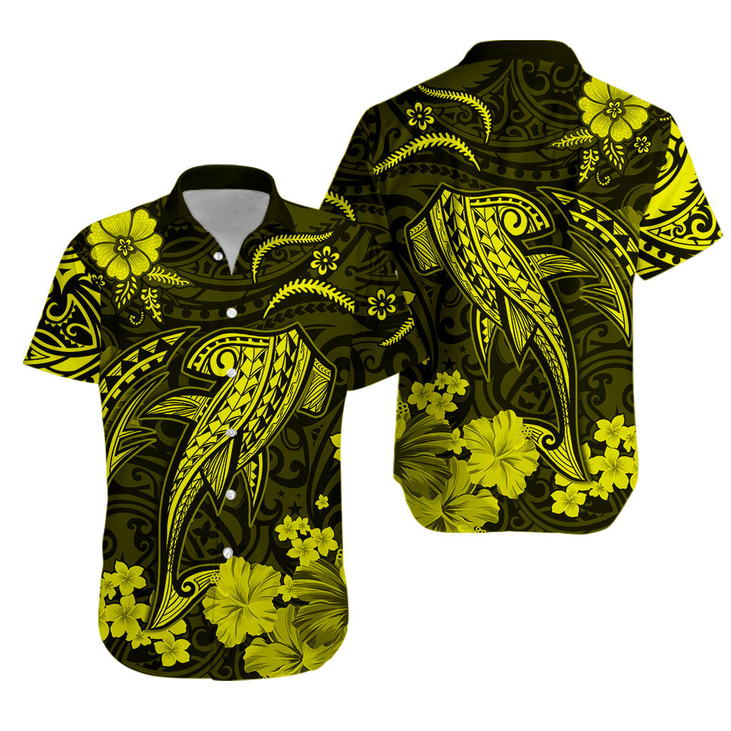 Hawaii Matching Hawaiian Shirt And Dress Polynesia Yellow Shark LT13 - Wonder Print Shop