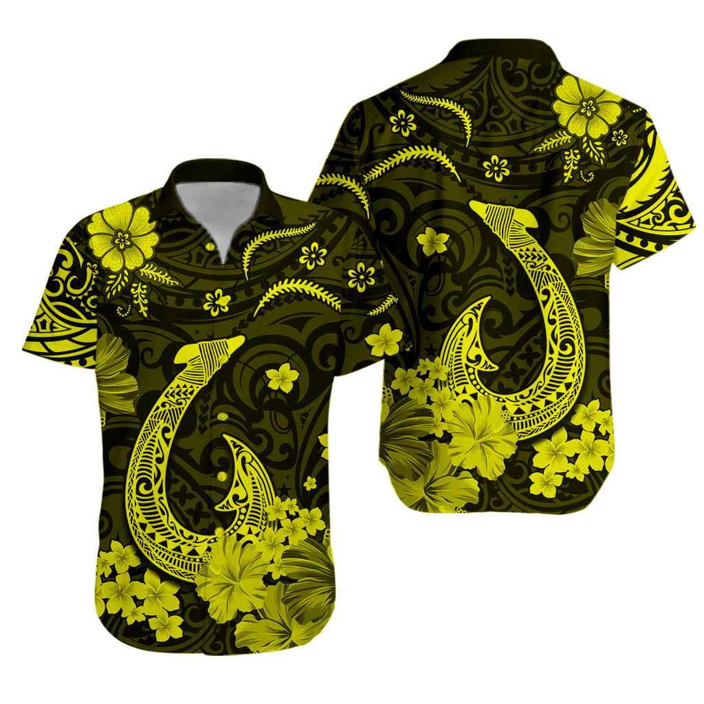 Hawaii Matching Hawaiian Shirt And Dress Polynesia Yellow Fish Hook LT13 - Wonder Print Shop