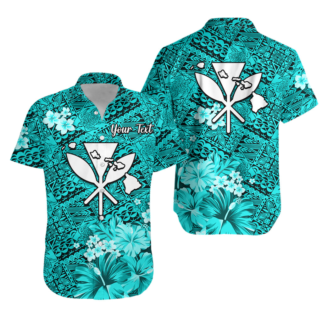 Custom Personalised Hawaii Hawaiian Shirt Map and Turtle Turquoise Flowers LT13 - Wonder Print Shop