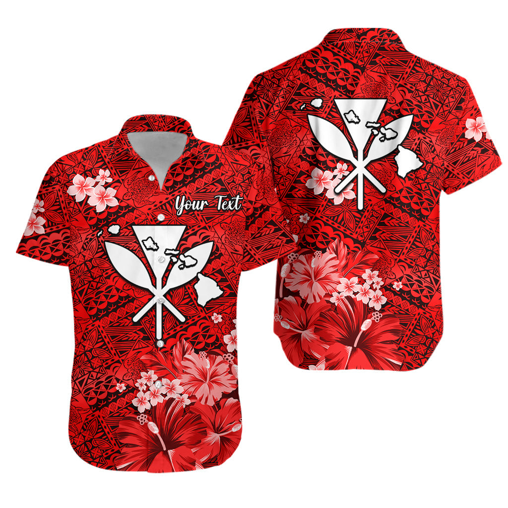 Custom Personalised Hawaii Hawaiian Shirt Map and Turtle Red Flowers LT13 - Wonder Print Shop