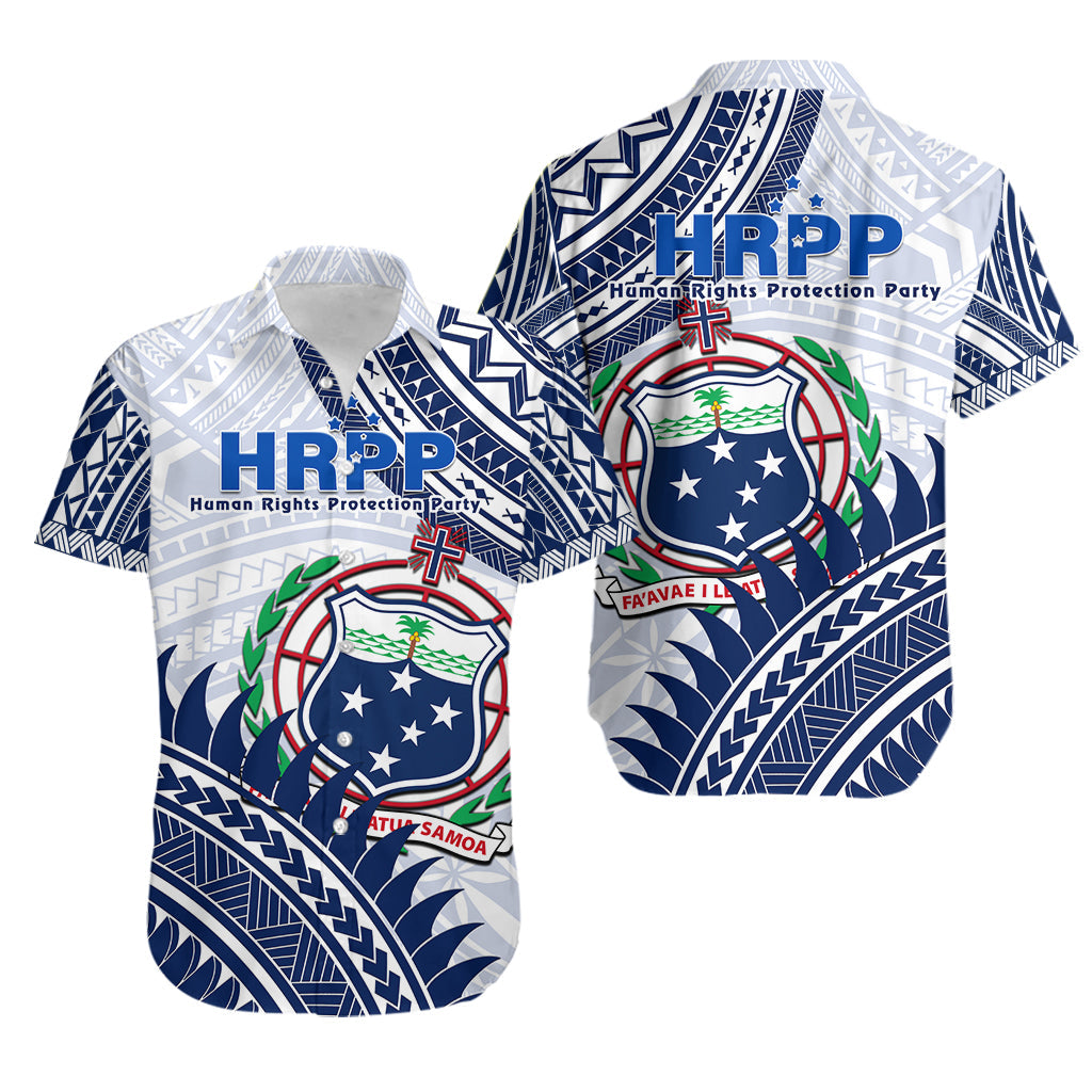 HRPP Samoa Hawaiian Shirt Samoan Coat Of Arms Polynesian Pattern - Wonder Print Shop