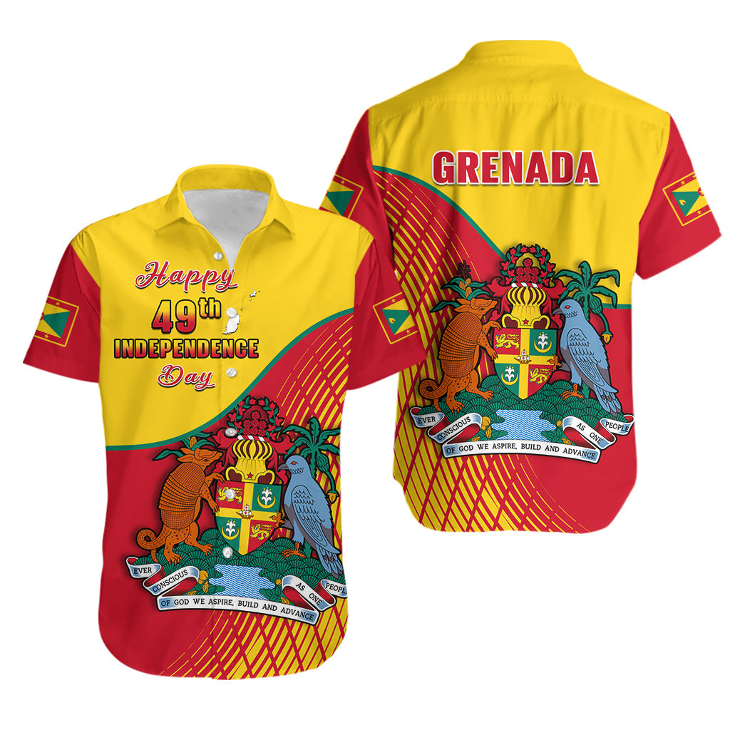 Grenada Hawaiian Shirt Coat Of Arms Happy 49th Independence Day - Wonder Print Shop