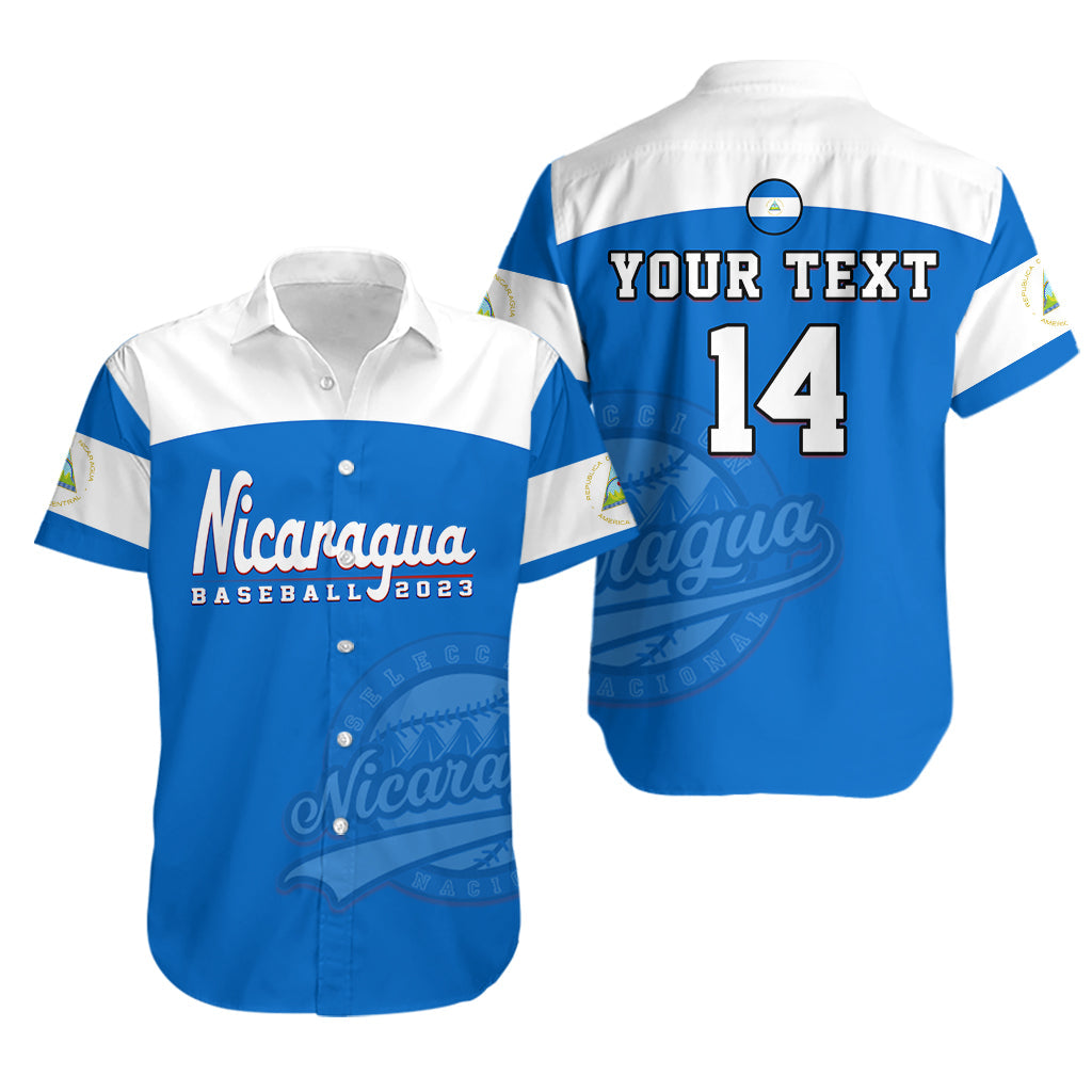 (Custom Text And Number) Nicaragua 2023 Hawaiian Shirt Baseball - Wonder Print Shop
