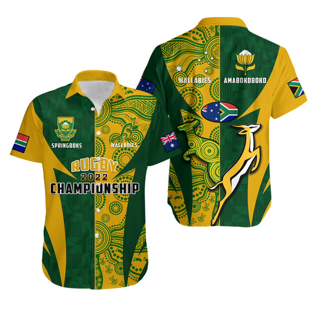Australia Rugby and South Africa Rugby Hawaiian Shirt Wallabies Mix Springboks Sporty - Wonder Print Shop