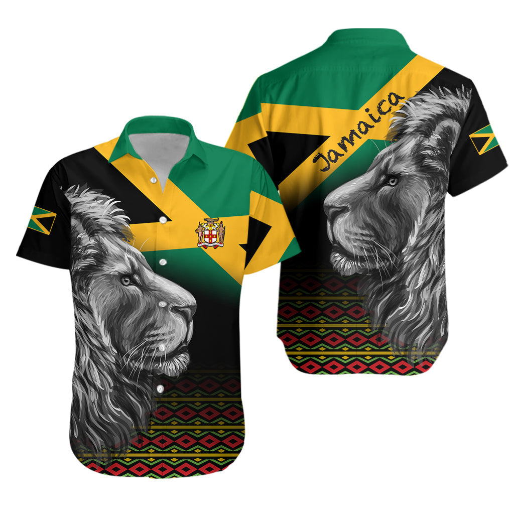 Jamaica Lion Hawaiian Shirt Jamaican Pattern Version Black LT13 - Wonder Print Shop