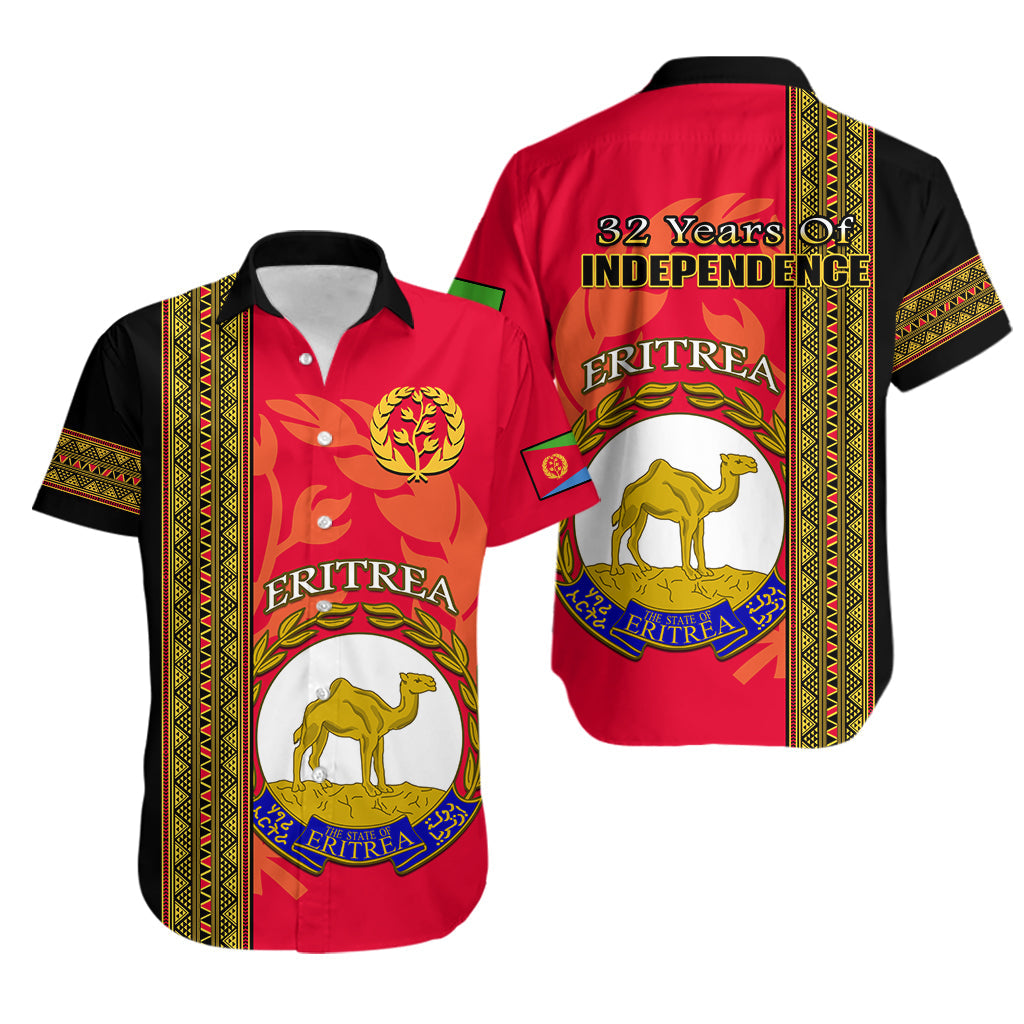 Eritrea Hawaiian Shirt African Pattern Happy Independence Day Version Black - Wonder Print Shop