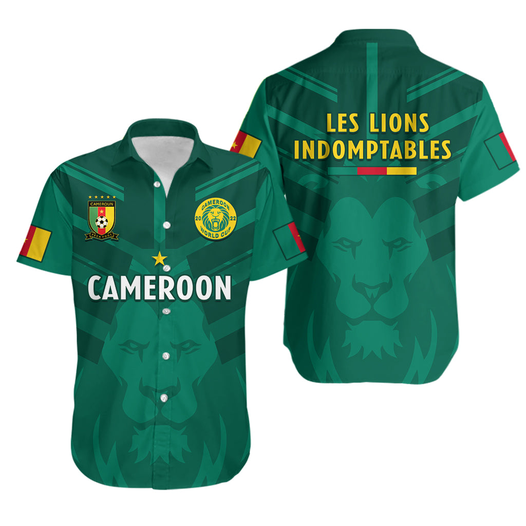 Cameroon Football Hawaiian Shirt Les Lions Indomptables Green World Cup 2022 - Wonder Print Shop