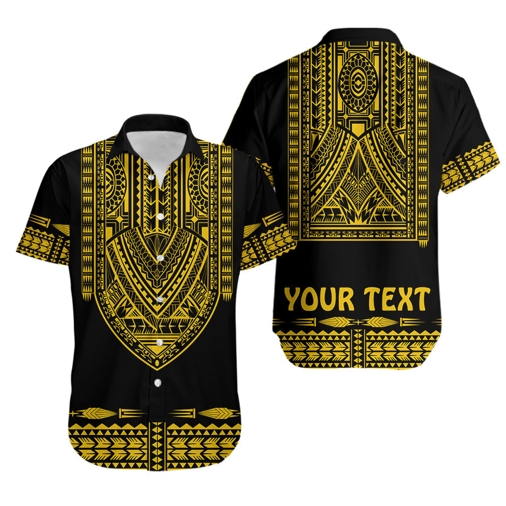 Custom Personalised Polynesian Hawaiian Shirt Dashiki With Polynesian Tattoo Royal Golden Version - Wonder Print Shop