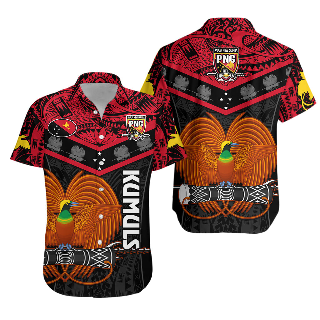 Papua New Guinea Rugby Hawaiian Shirt PNG Kumuls Bird Of Paradise Black - Wonder Print Shop