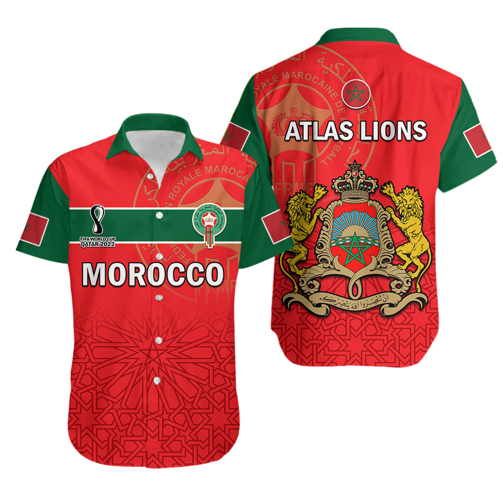 Morocco Football Hawaiian Shirt Atlas Lions Red World Cup 2022 - Wonder Print Shop