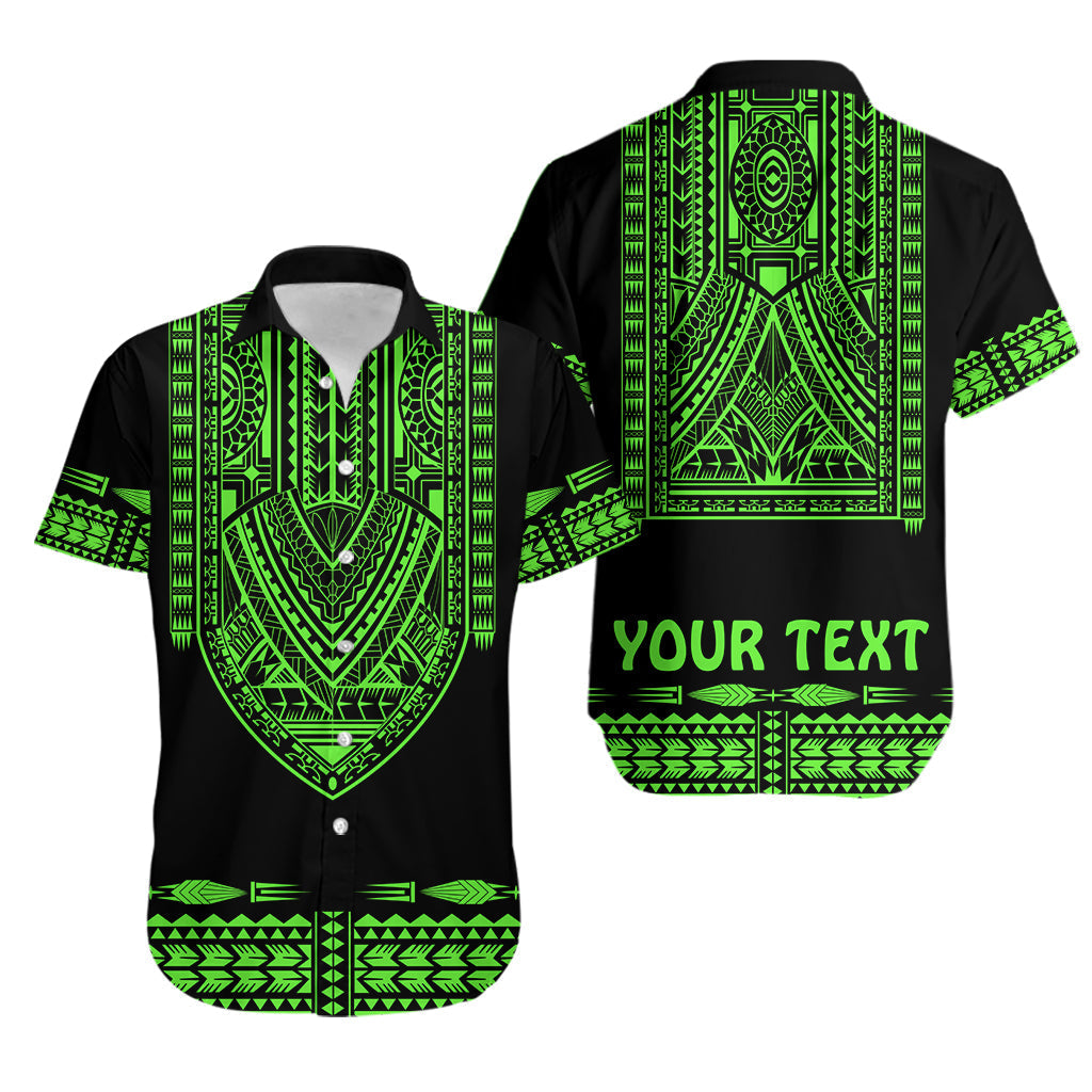 Custom Personalised Polynesian Hawaiian Shirt Dashiki With Polynesian Tattoo Royal Green Version - Wonder Print Shop