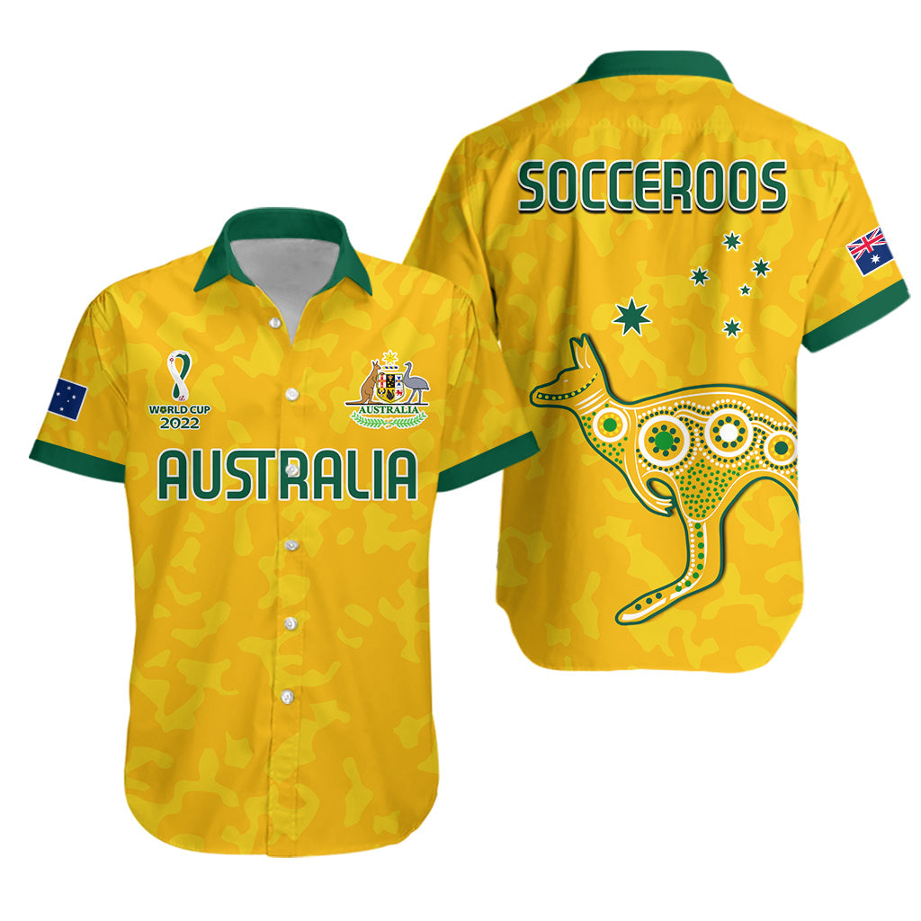 Australia Soccer Hawaiian Shirt World Cup Football 2022 Socceroos with Kangaroos LT13 - Wonder Print Shop