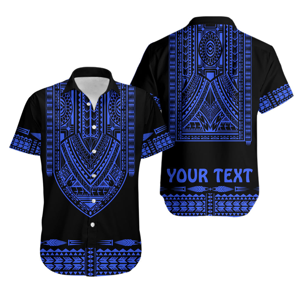 Personalised Polynesian Matching Hawaiian Shirt And Dress Dashiki With Polynesian Tattoo Royal Blue Version - Wonder Print Shop
