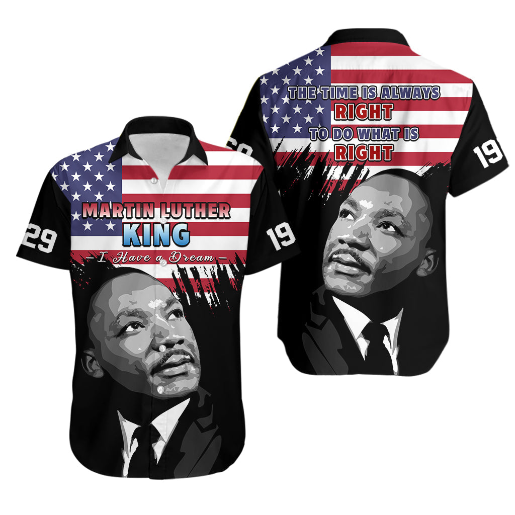 United States Hawaiian Shirt United States Happy MLK Day Flag Grunge Style - Wonder Print Shop