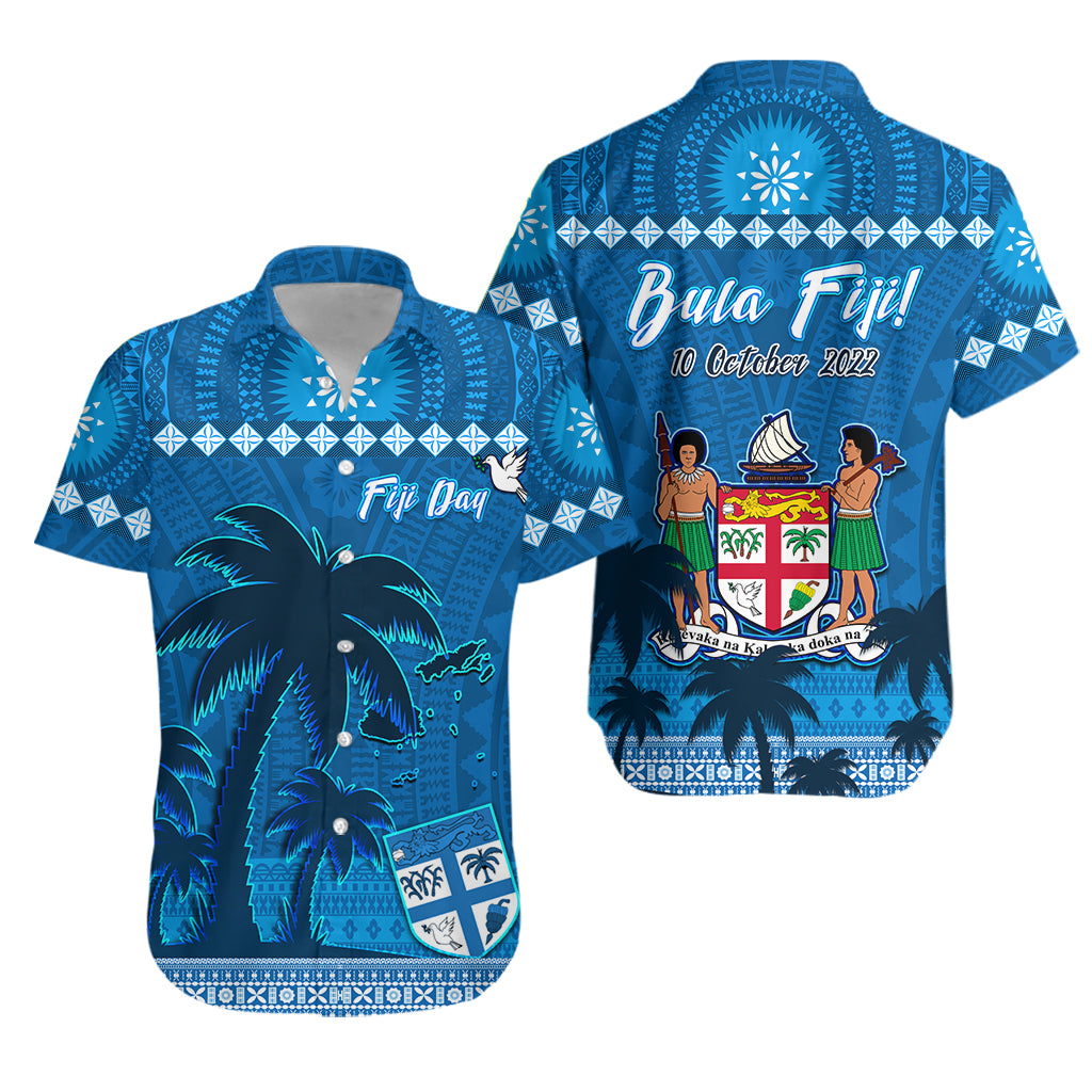 Bula Fiji Day Hawaiian Shirt Fijian Tapa with Palm Tree 52nd Anniversary LT13 - Wonder Print Shop
