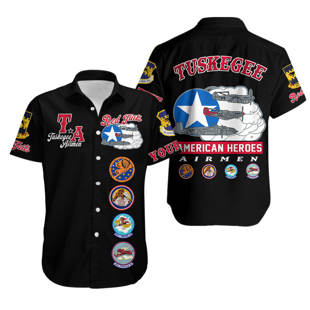 (Custom Personalised) Tuskegee Airmen Hawaiian Shirt Red Tail Angels American Heros - Wonder Print Shop