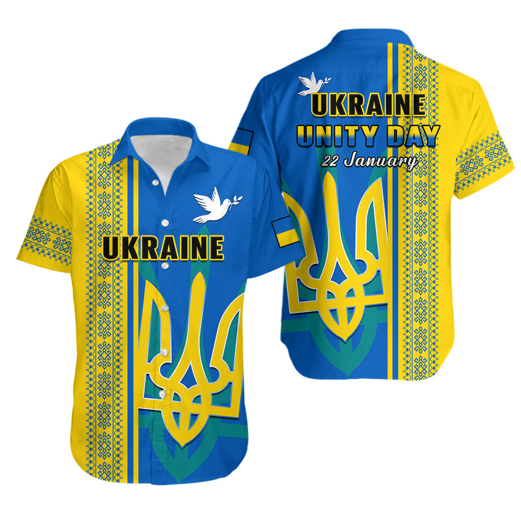 Ukraine Unity Day Hawaiian Shirt Folk Ukrainian Coat Of Arms - Wonder Print Shop