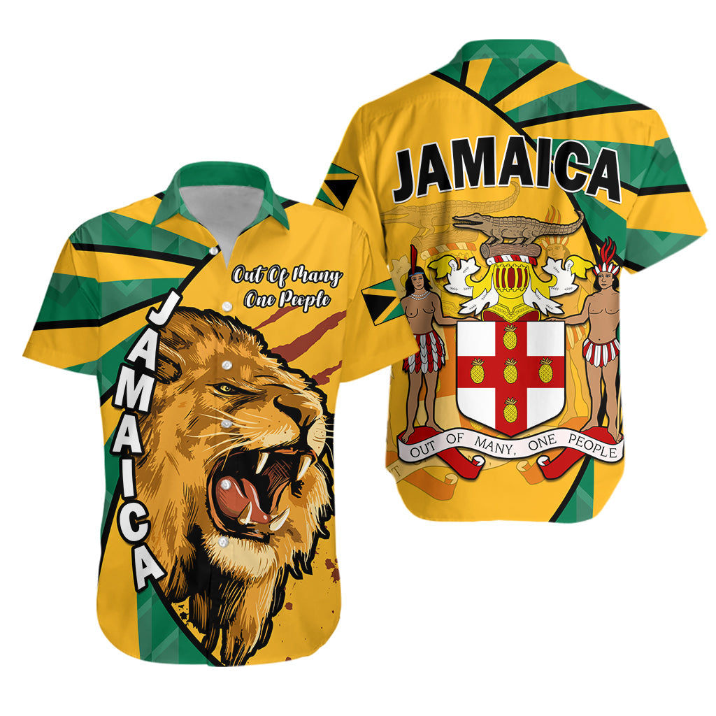 Jamaica Athletics Hawaiian Shirt Jamaican Flag Mix Lion Sporty Style - Wonder Print Shop