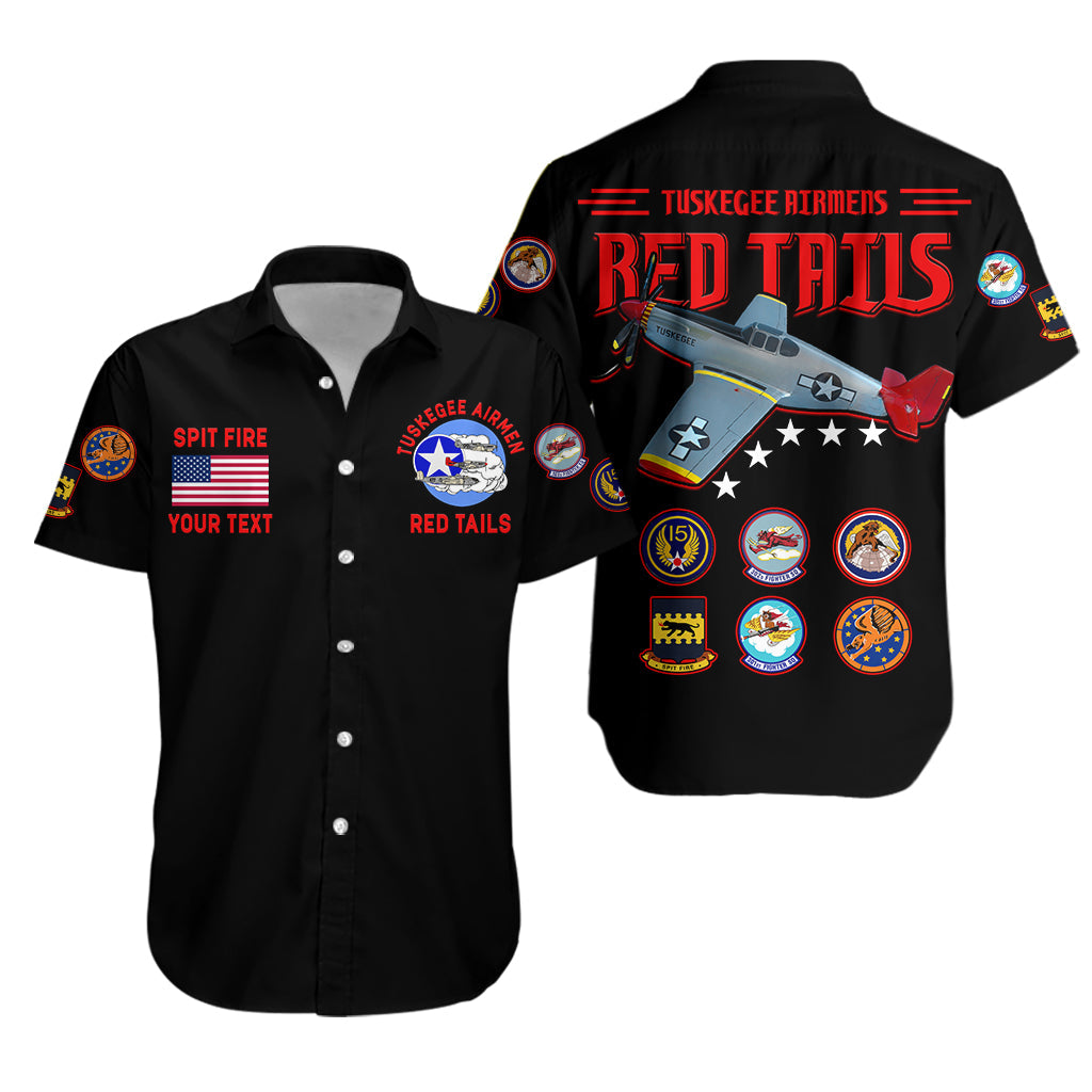 (Custom Personalised) Tuskegee Airmen Hawaiian Shirt US Military Black Red Tails LT13 - Wonder Print Shop