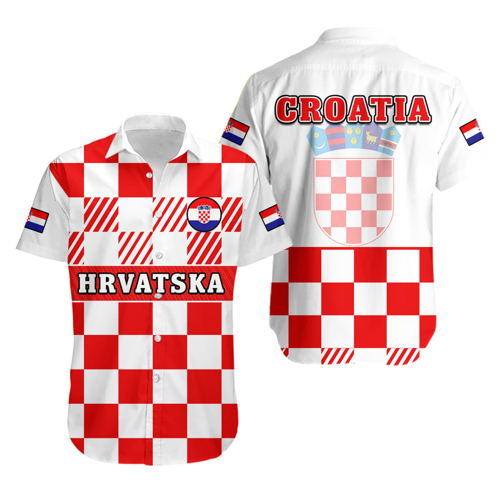 Croatia Football Hawaiian Shirt Hrvatska Checkerboard Red Version - Wonder Print Shop