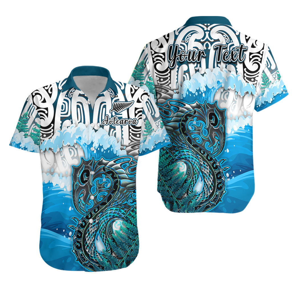Personalised Manaia Maori Matching Hawaiian Shirt And Dress Fern Aotearoa Blue Waves LT13 - Wonder Print Shop