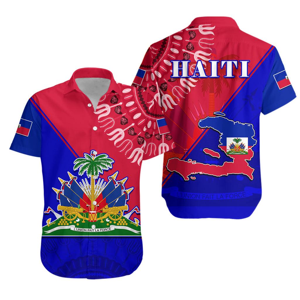 Haiti Hawaiian Shirt Haiti Flag Dashiki Simple Style - Wonder Print Shop