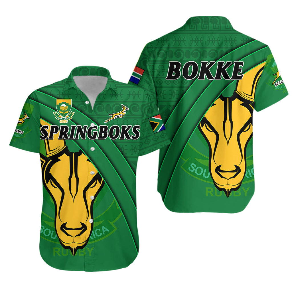 South Africa Rugby Hawaiian Shirt Bokke Springbok With African Pattern Stronger Together - Wonder Print Shop