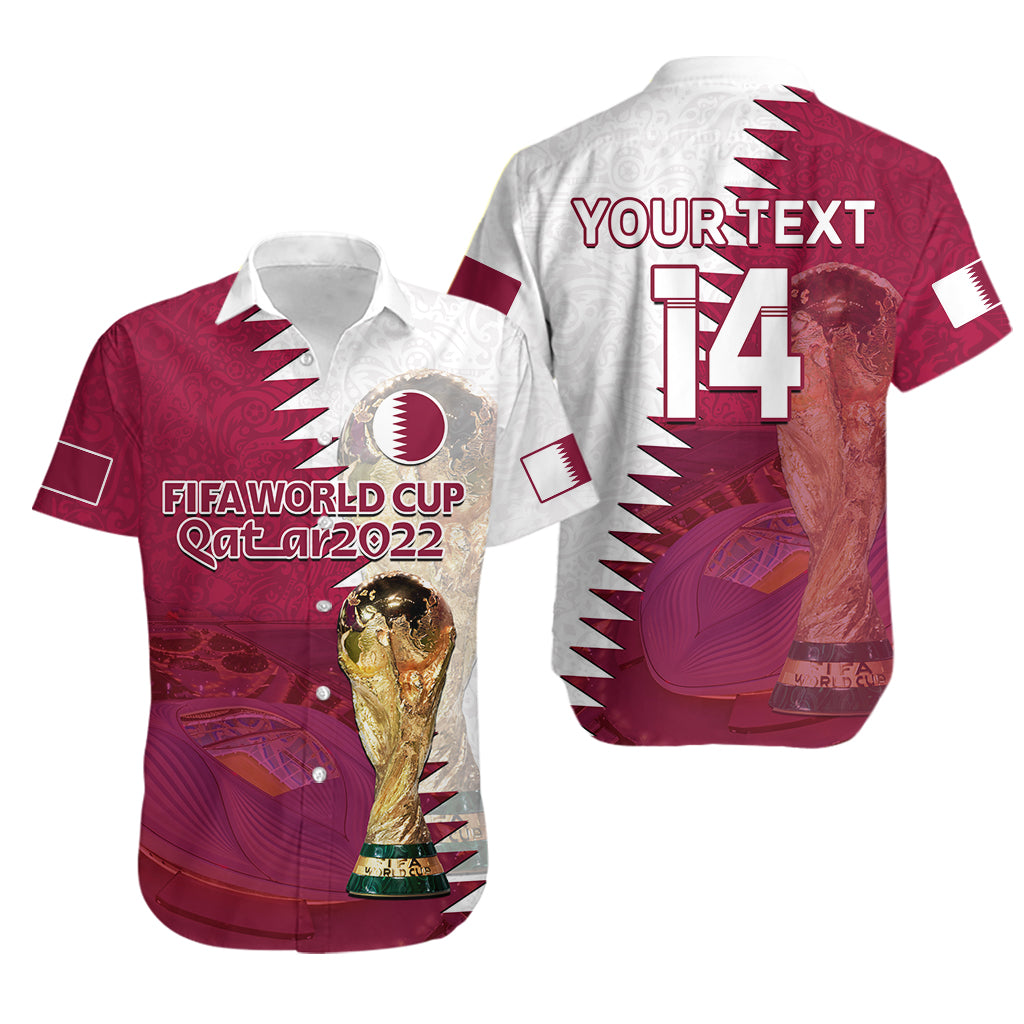 (Custom Text And Number) Qatar Football Hawaiian Shirt Champions Qatari Al Janoub Stadium WC 2022 - Wonder Print Shop