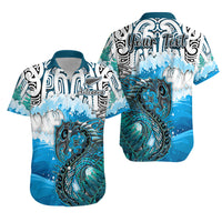 Personalised Manaia Maori Matching Hawaiian Shirt And Dress Fern Aotearoa Blue Waves LT13 - Wonder Print Shop