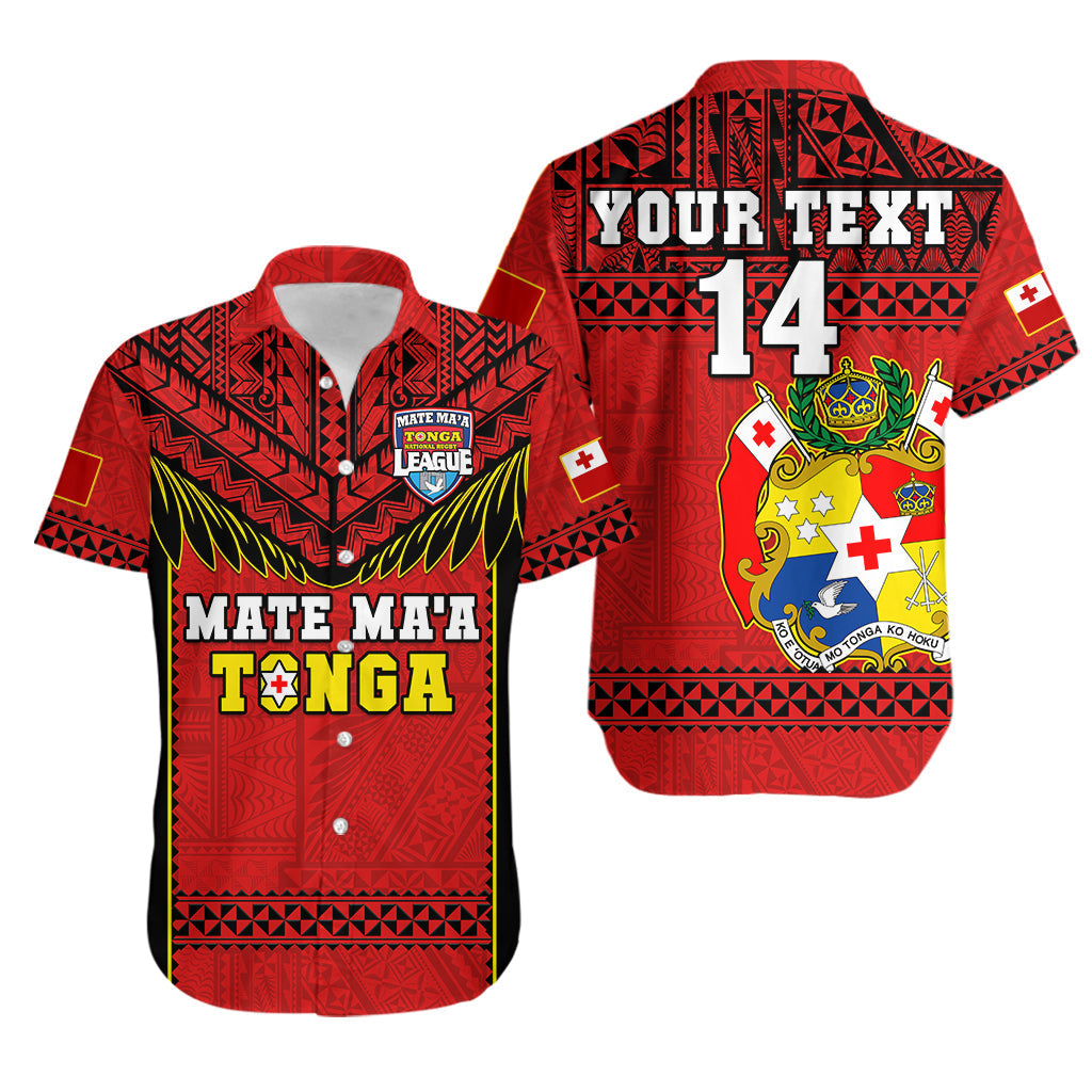 Custom Text And Number Tonga Rugby Hawaiian Shirt Mate Maa Tonga Pacific Ngatu Black - Wonder Print Shop