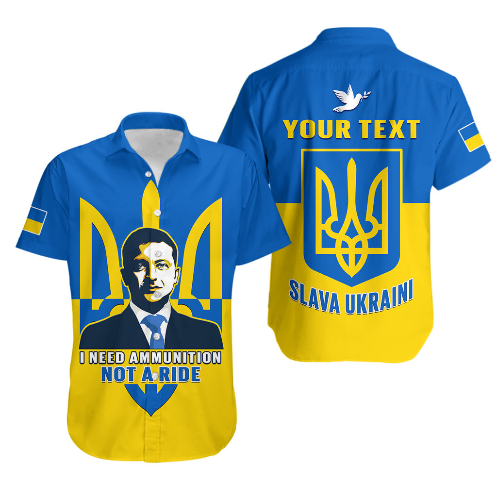 Custom Personalised Ukraine Hawaiian Shirt Ukraine Gold Trident Slava Ukraini Blue - Wonder Print Shop
