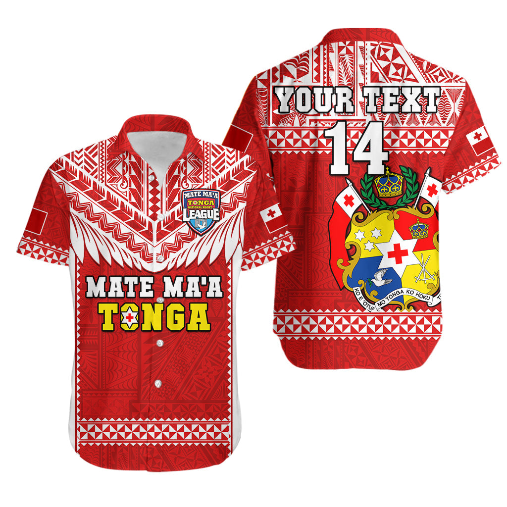 Custom Text And Number Tonga Rugby Hawaiian Shirt Mate Maa Tonga Pacific Ngatu White - Wonder Print Shop