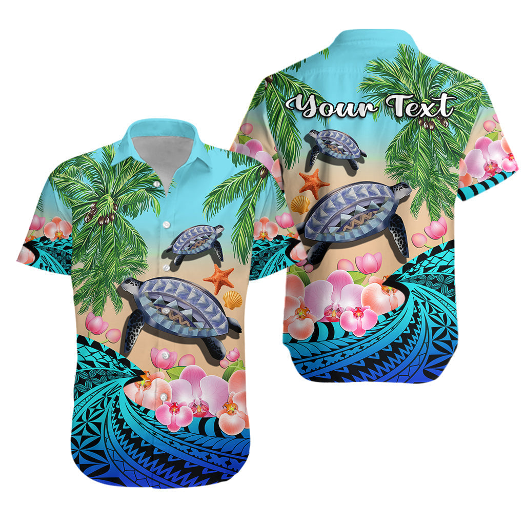 Personalised Polynesian Turtle Coconut Tree And Orchids Matching Hawaiian Shirt And Dress - Wonder Print Shop