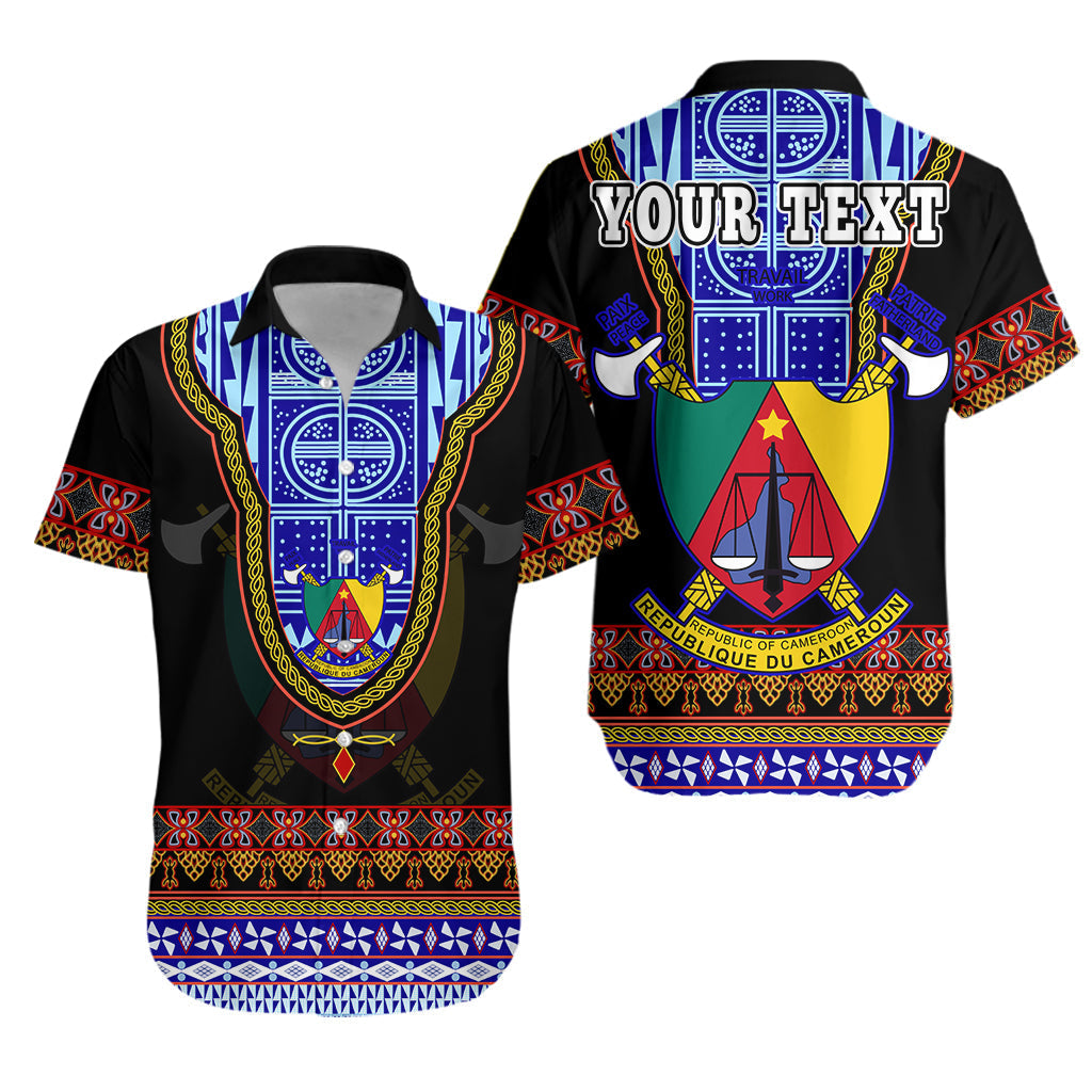 (Custom Personalised) Cameroon Hawaiian Shirt Atoghu Pattern Black Style - Wonder Print Shop