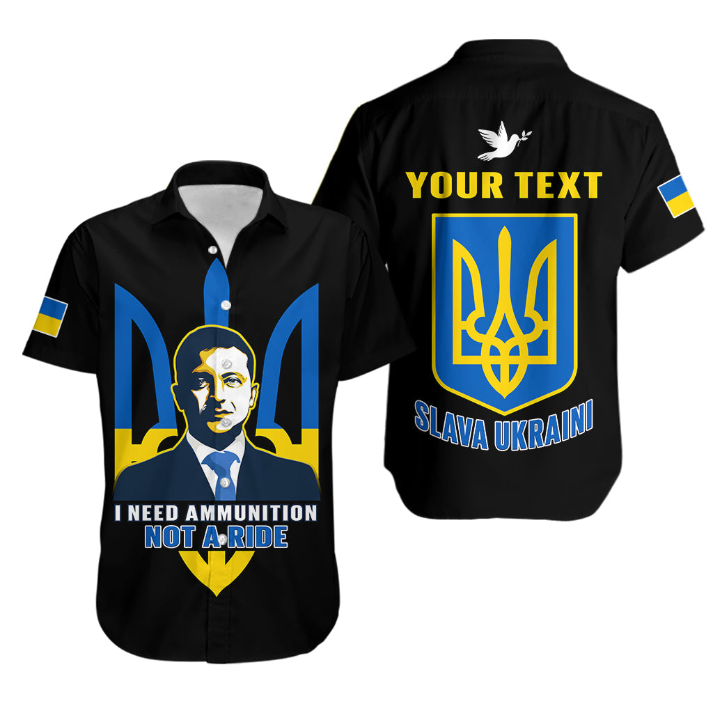 Custom Personalised Ukraine Hawaiian Shirt Ukraine Gold Trident Slava Ukraini Black - Wonder Print Shop