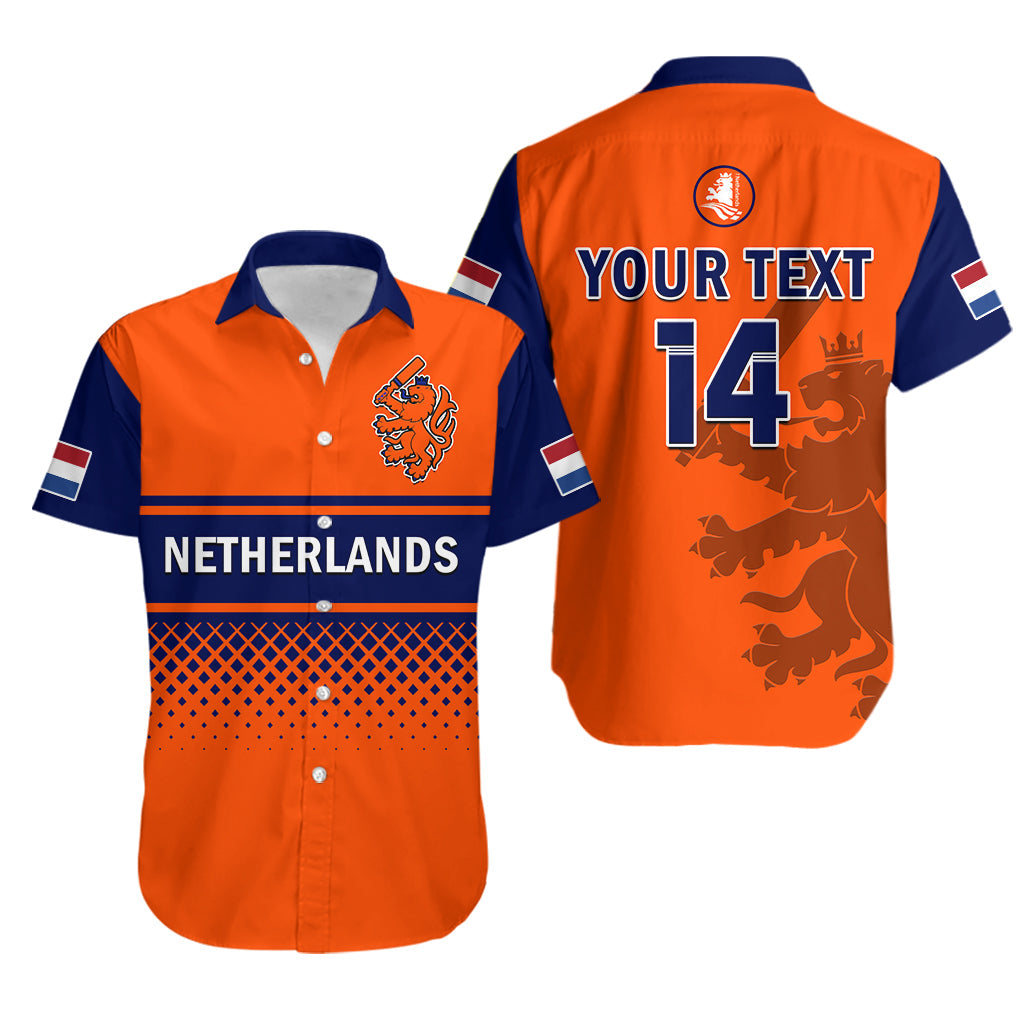 (Custom Text And Number) Netherlands Cricket Hawaiian Shirt ODI Simple Orange Style - Wonder Print Shop