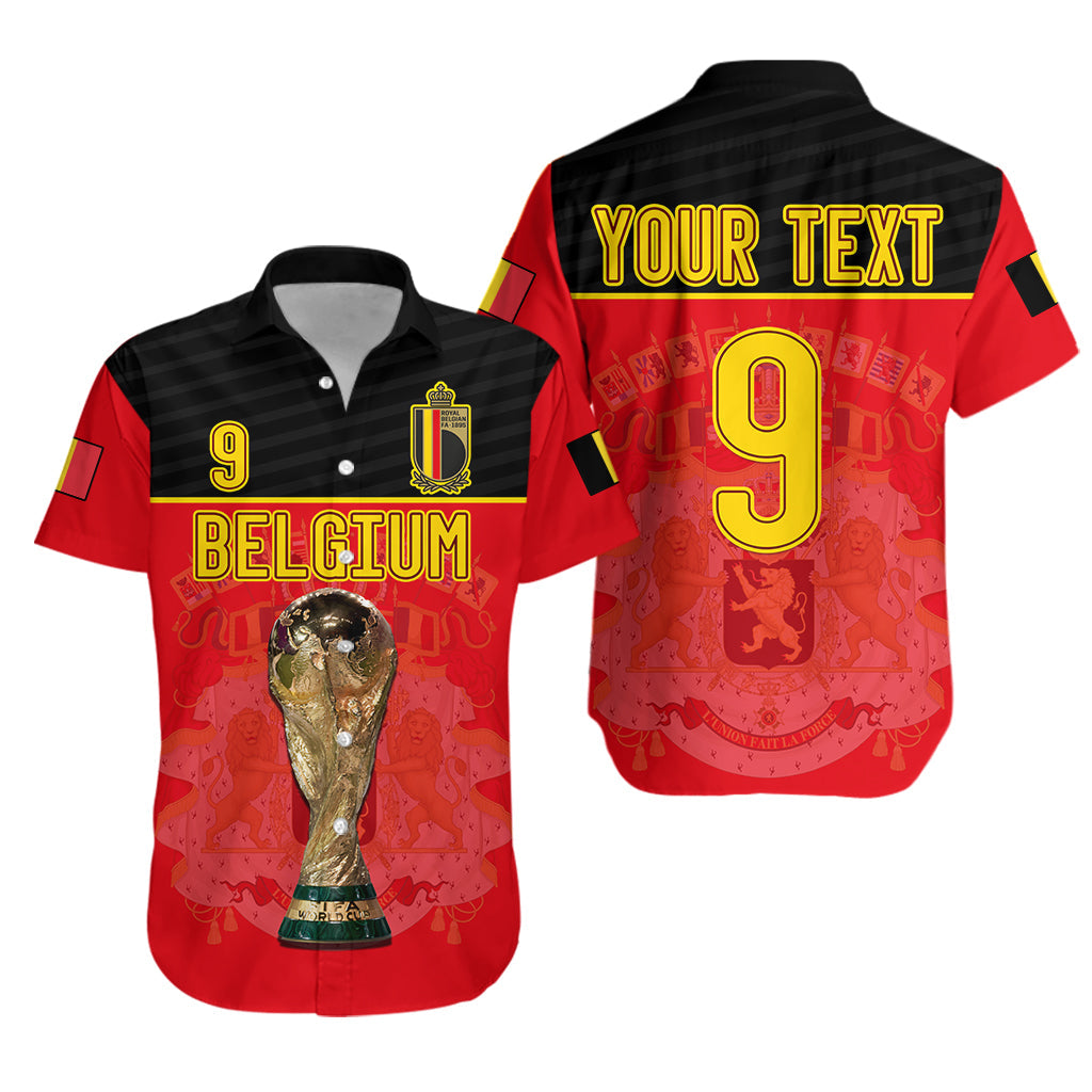(Custom Text And Number) Belgium Football 2022 Hawaiian Shirt De Rode Duivels Sporty Style - Wonder Print Shop