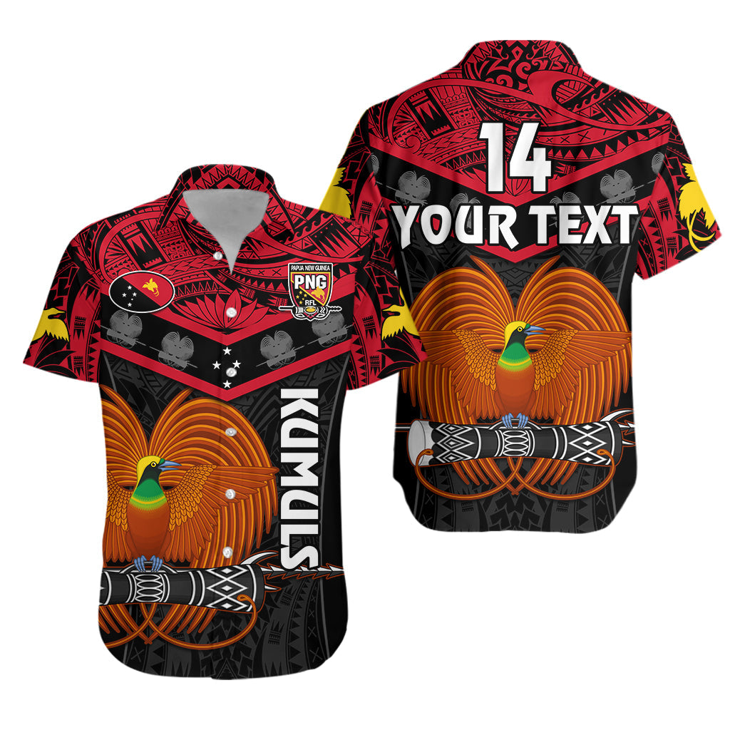 Custom Text And Number Papua New Guinea Rugby Hawaiian Shirt PNG Kumuls Bird Of Paradise Black - Wonder Print Shop