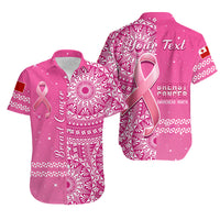 Personalised Tonga Breast Cancer Matching Hawaiian Shirt And Dress Tongan Ngatu Pattern No One Fights Alone - Wonder Print Shop