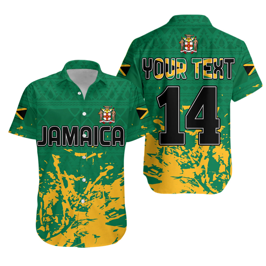 (Custom Text and Number) Jamaica Athletics Hawaiian Shirt Jamaican Flag With African Pattern Sporty Style - Wonder Print Shop